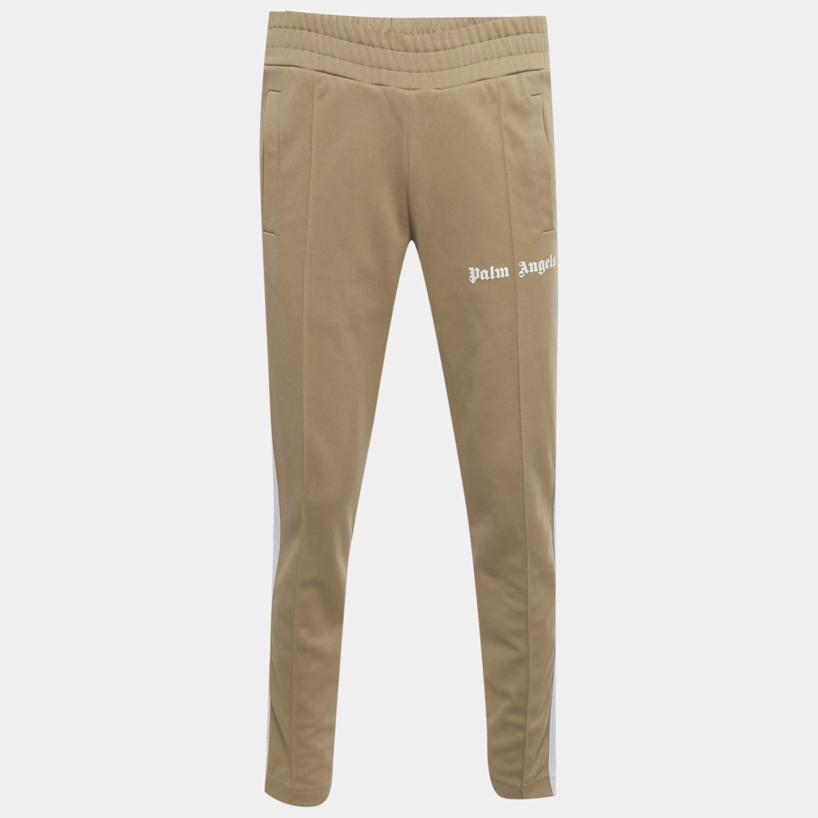 Palm Angels Beige Logo Print Jersey Track Pants S