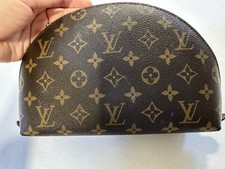 LOUIS VUITTON Monogram Trousse Demi Ronde Cosmetic Pouch no corner scuffs