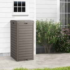 Outside Waste Bin Trash Waterproof Garbage Can w/ Tiered lid-Brown