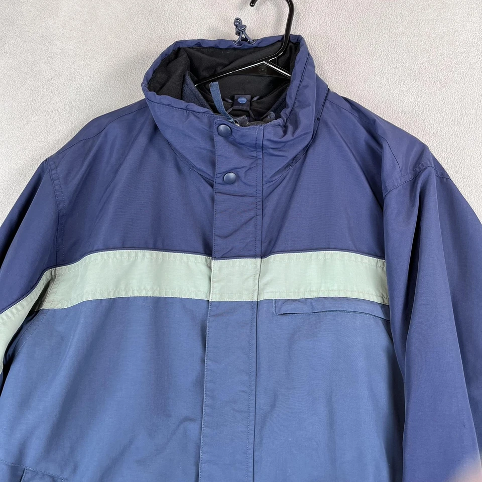 LL Bean Jacket Mens Medium Blue 3-in-1 Fleece Lined Hooded Waterproof Coat - Image 2 of 4