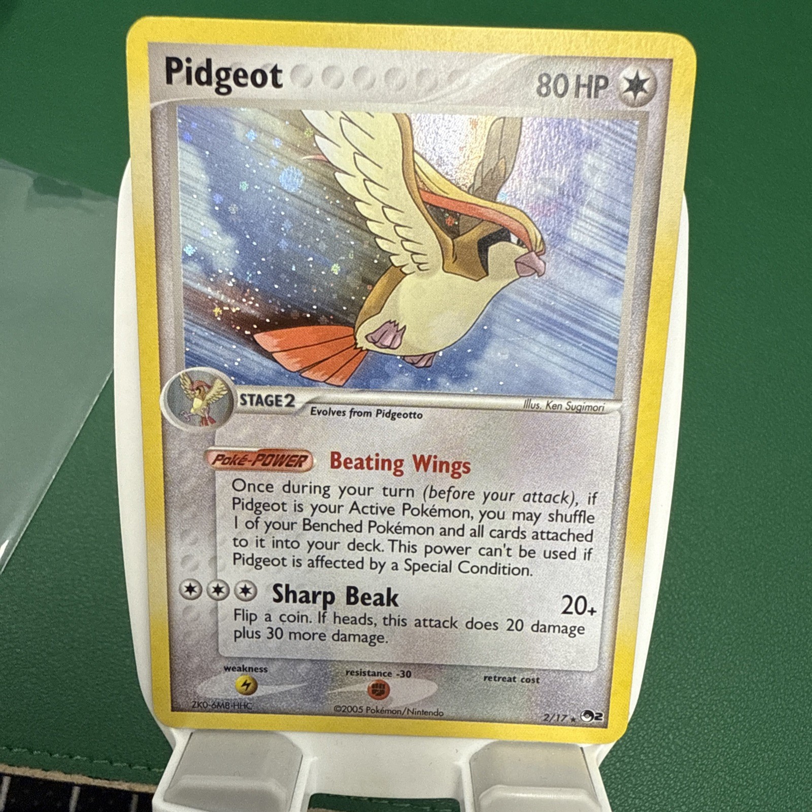 Pidgeot POP Series 2 #002 (2005) Rare Holo NM Pokemon * Swirl
