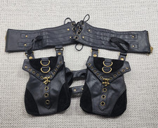 Steampunk Festival Utility Belt Pouch Bag Leather Suede Double Pocket Cosplay