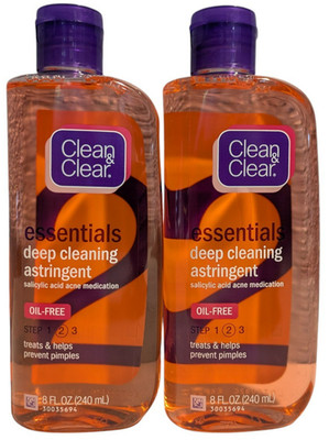 2 Clean & Clear Essentials Deep Cleaning Astringent Oil-Free 8oz ORIGINAL EXPIRE
