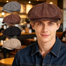 Vintage Men Linen Blend Gatsby Flat Newsboy Ivy Cap Golf Driving Outdoor Hat