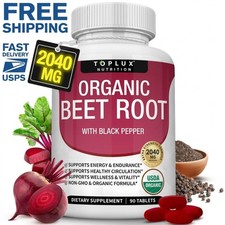 Toplux Organic Beet Root Tablets 2040mg, Natural Nitric Oxide Beets Support