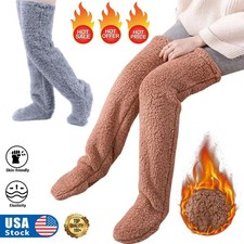 Knee-high Plush Socks Winter Fur Long Legs Warm Slipper Stockings Christmas Gift
