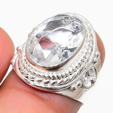 White Topaz Gemstone 925 Sterling Silver Jewelry All Size Ring For Gift