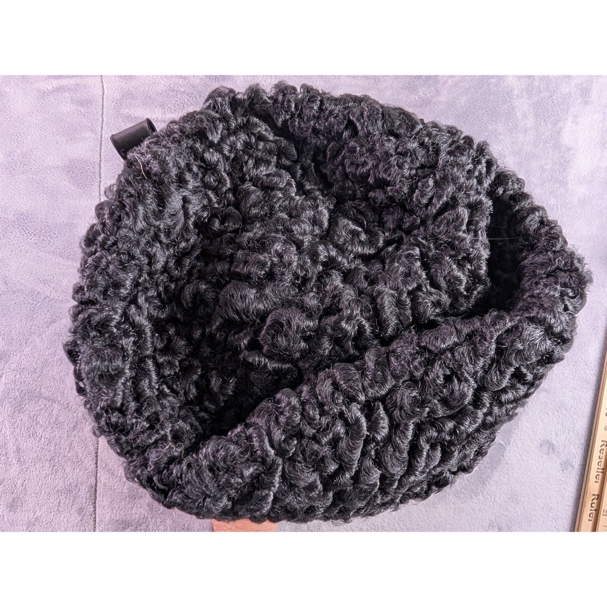 Amrose New York Vintage Black Faux Persian Lamb Astrakhan  display picture 1