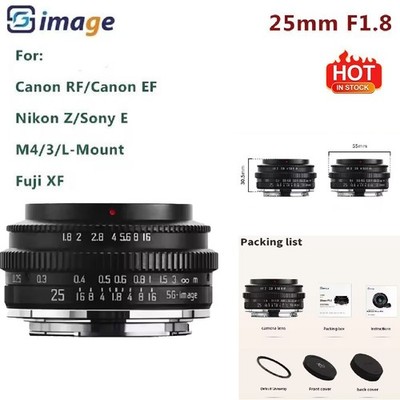 SGimage 25mm F1.8 APS-C Portrait Manual Camera Lens Fr Sony Fuji Canon Nikon M43