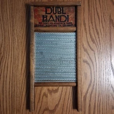 Vintage Dubl Handi Washboard Columbus Washboard Co. 18"x8 1/2" Farmhouse