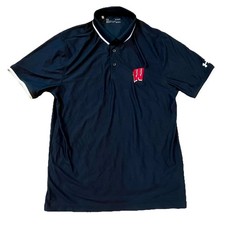 Wisconsin Badgers   Under Armour Heatgear Polo Shirt   Size Men  s Medium