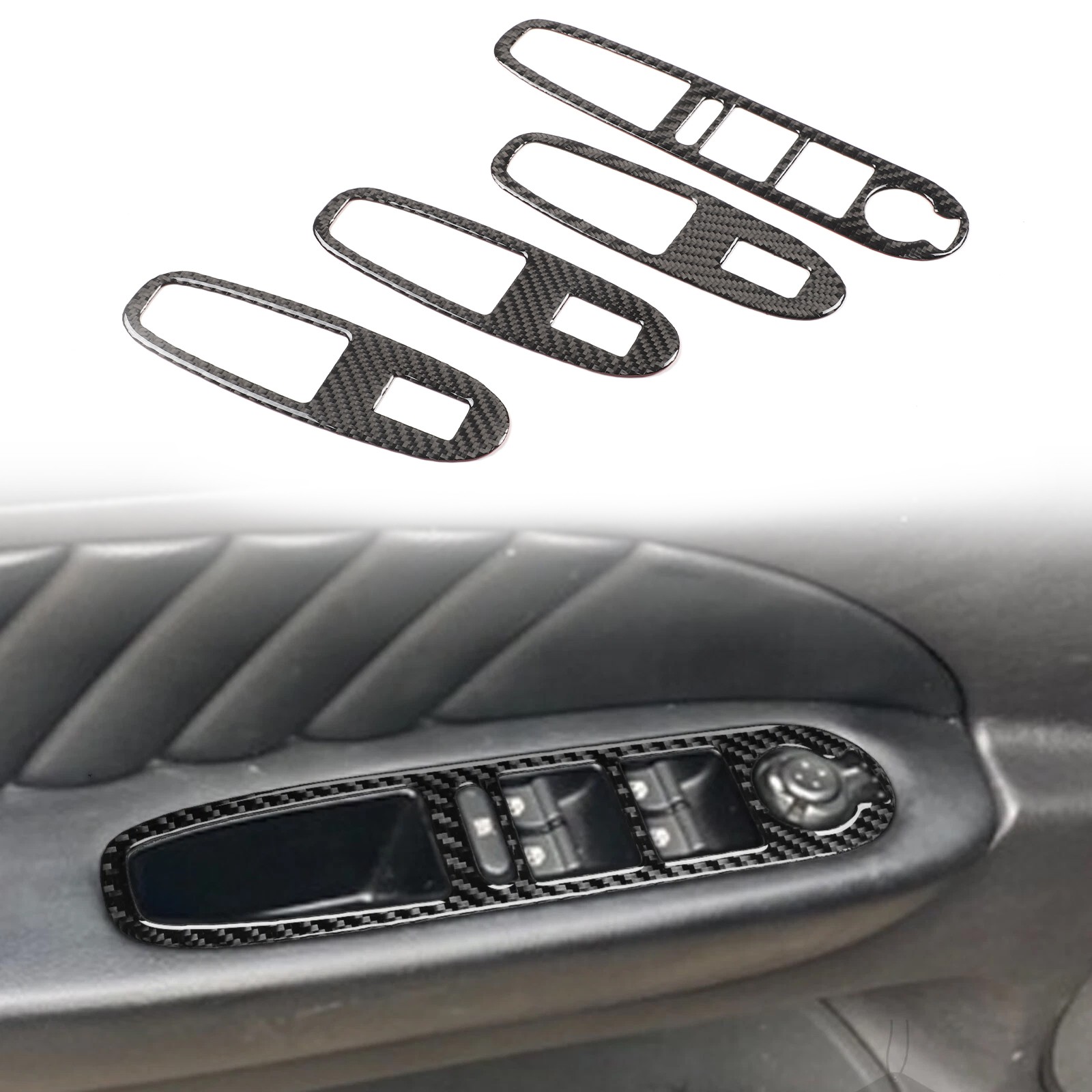 Carbon Car Window Glass Lifting Button Frame Sticker For Alfa Romeo 159 2004-11