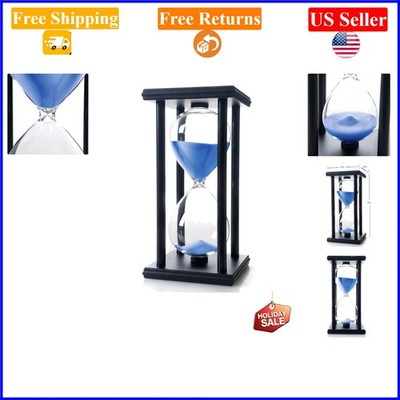 Bellaware 60-Minute Wooden Hourglass Timer, Blue, 8x4 inches