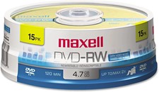 Maxell Dvd-Rw Rewritable Disc, 4.7 Gb, 2x, Spindle, Gold, 15/pack...