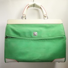 Diane von Furstenberg Weekender Travel Duffle Bag XL Green Canvas Faux Leather