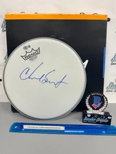 CHAD SMITH RED HOT RHCP SIGNED AUTOGRAPHED 10" REMO DRUMHEAD-BECKETT BAS COA