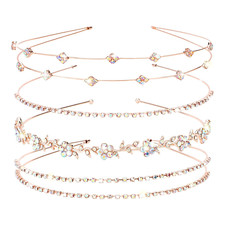 Jaciya Rose Gold Bridal Headbands AB Crystal Crown