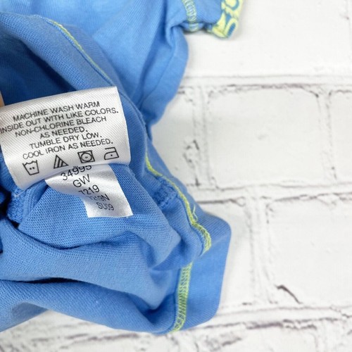 Hanna Andersson Floral Short Sleeved Henley Tee Girls 5 Blue Yellow Cotton - Picture 7 of 7