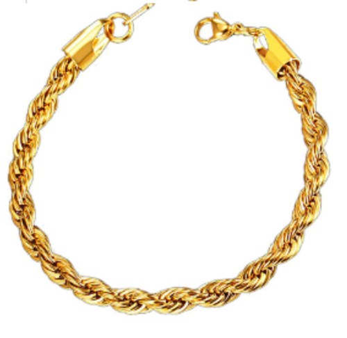 5 mm schönes goldfarbenes verdrehtes Seilarmband 8 Zoll 20 cm Vintage-Stil BR01G UK