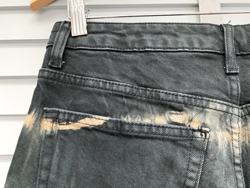 TOPSHOP Tie Dye Straight Jeans UK 10 Petite Denim Washed Black Organic Cotton - Picture 10 of 11