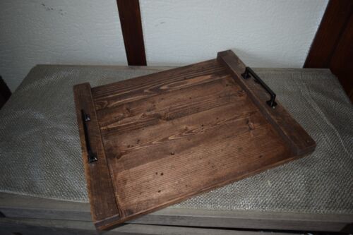 Rustic pallet wood serving tray with handles