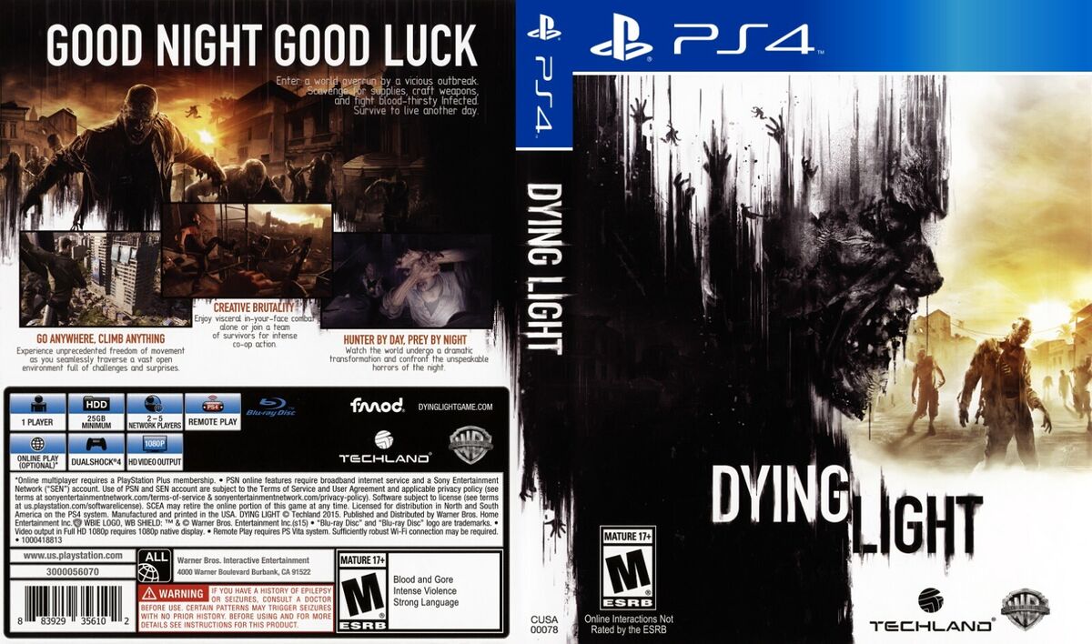 Dying Light PS4 PAL Replacement Box Art Insert Inlay Cover Only