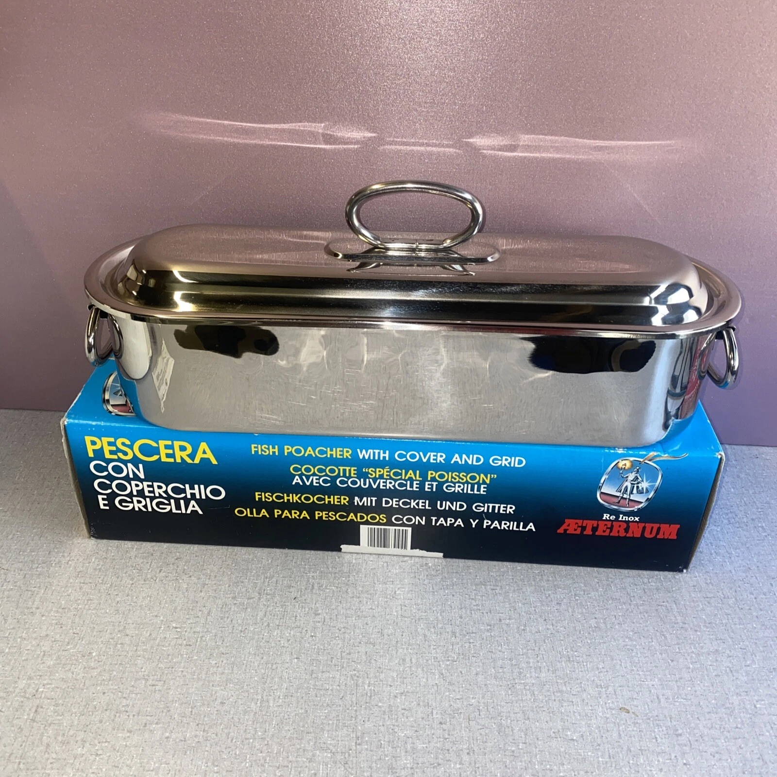 Re Inox Aeternum Stainless Steel Fish Poacher/Steamer With Cover & Grid