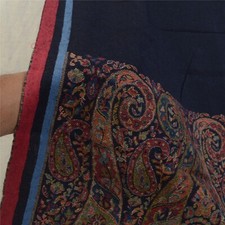 Sanskriti Vintage Blue Blend Silk Shawl Hand-Woven Long Throw Soft Soft Stole
