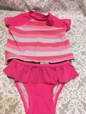 Lot 354 Infant Bathing Suit -Pink Stripes -18M