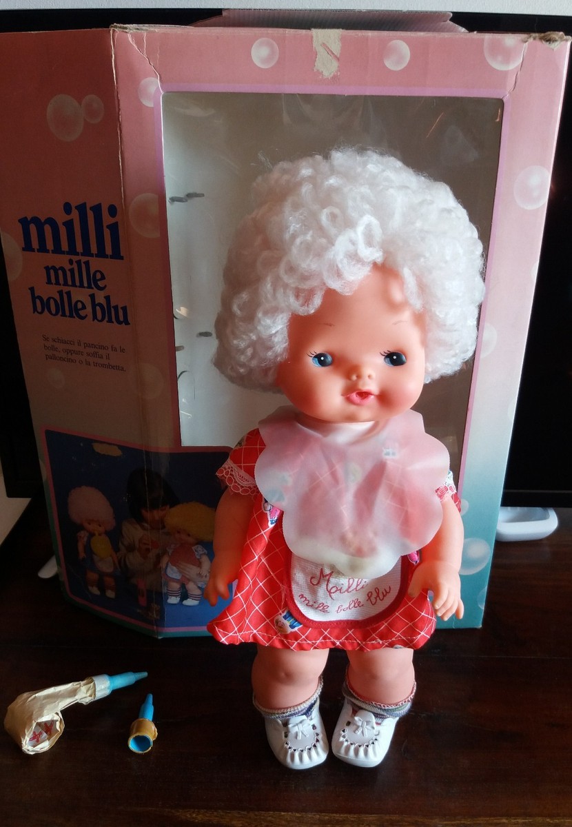 DOLL BAMBOLA VINTAGE ANNI 80 MILLI MILLE BOLLE BLU MIGLORATI IN