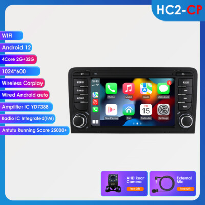 DAB+ 2+32G Android13 Carplay Autoradio GPS Nav WIFI KAM Für Audi A3 S3 RS3 8V 8P