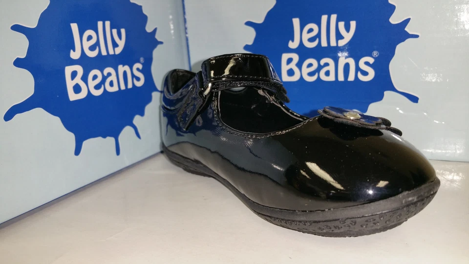 Zapatos para niñas pequeñas Jelly Beans Nami negros/negros PT flores talla 4-8 Foto 2 de 2