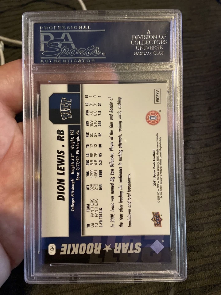 2011 Upper Deck #184 Dion Lewis Psa 10 Rookie Card Pop 1 Of 1 - Image 2 of 2