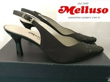 Melluso women's black leather fabric neckline shoe No. 35 New