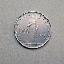 100 lire 1957  Città del Vaticano  PIO XII