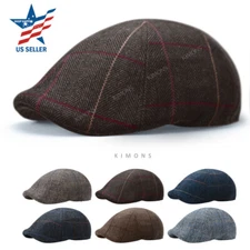 Duckbill Plaid Herringbone Ivy Hat Wool Gatsby Cap Golf Driving Flat Newsboy DQ