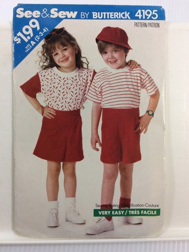 1999 See & Sew 4195 VTG Sewing Patterns Women Childrens Top Shorts Size  A 2 3 4