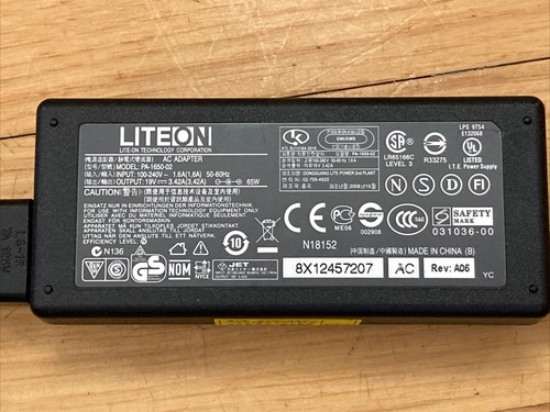 LITEON PA-1650-02 AC Adapter Laptop Acer Charger Plug Gateway 19V 3.42A 65W - Picture 2 of 8