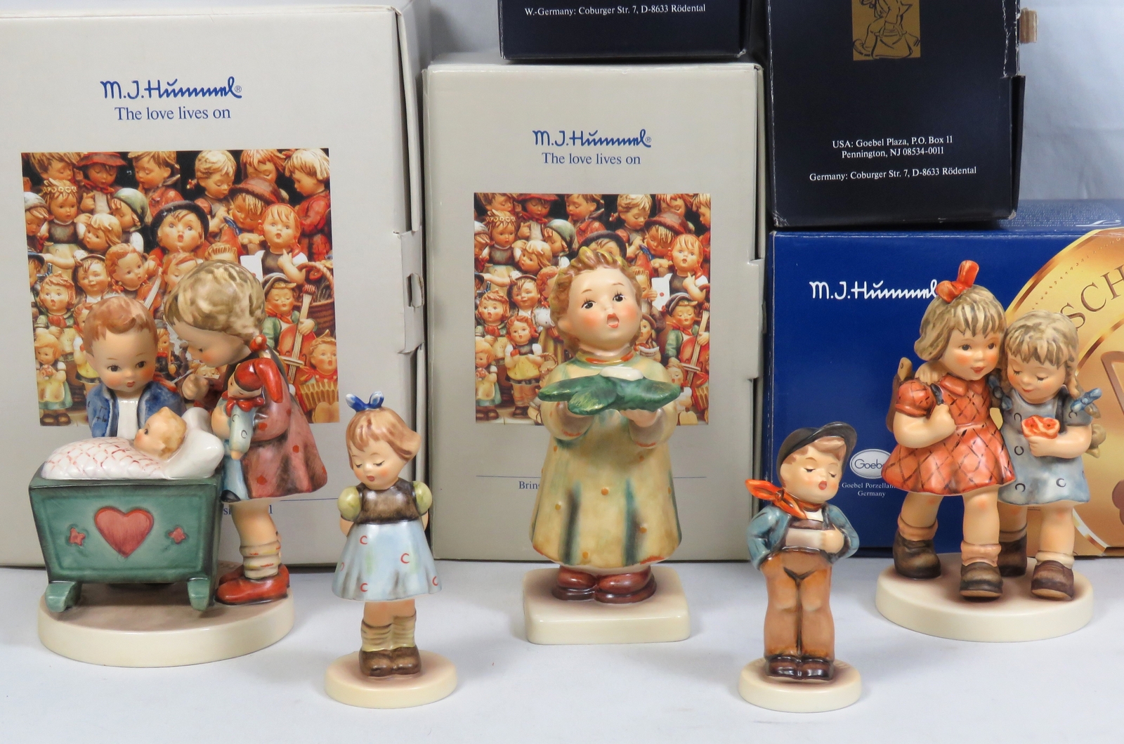 Lot 5 VTG Hummels Figurines Lucky Fellow Two Hands ++ Marks 6, 7, 8 w Boxes