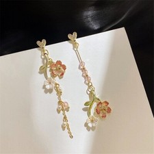 Asymmetry Flower Dangle Drop Earrings for Women,Flower Earrings