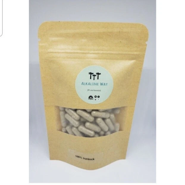 ALKALINE WAY Organic Burdock root 90 capsules Vegan Vegetarian Dr Sebi Recommended 33300mg