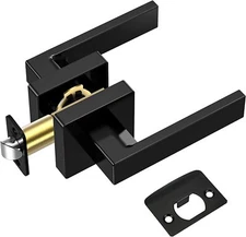 Matte Black Door Lever Heavy Duty Door Knob Reversible Square (Passage)