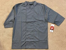 Chef Works Double Breasted Men's Avignon Bistro Short Sleeve Gray Shirt - Large