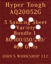 Hyper Tough AQ20052G - 80/100/150/240/400 Grits - 5 Sandpaper Variety Bundle I