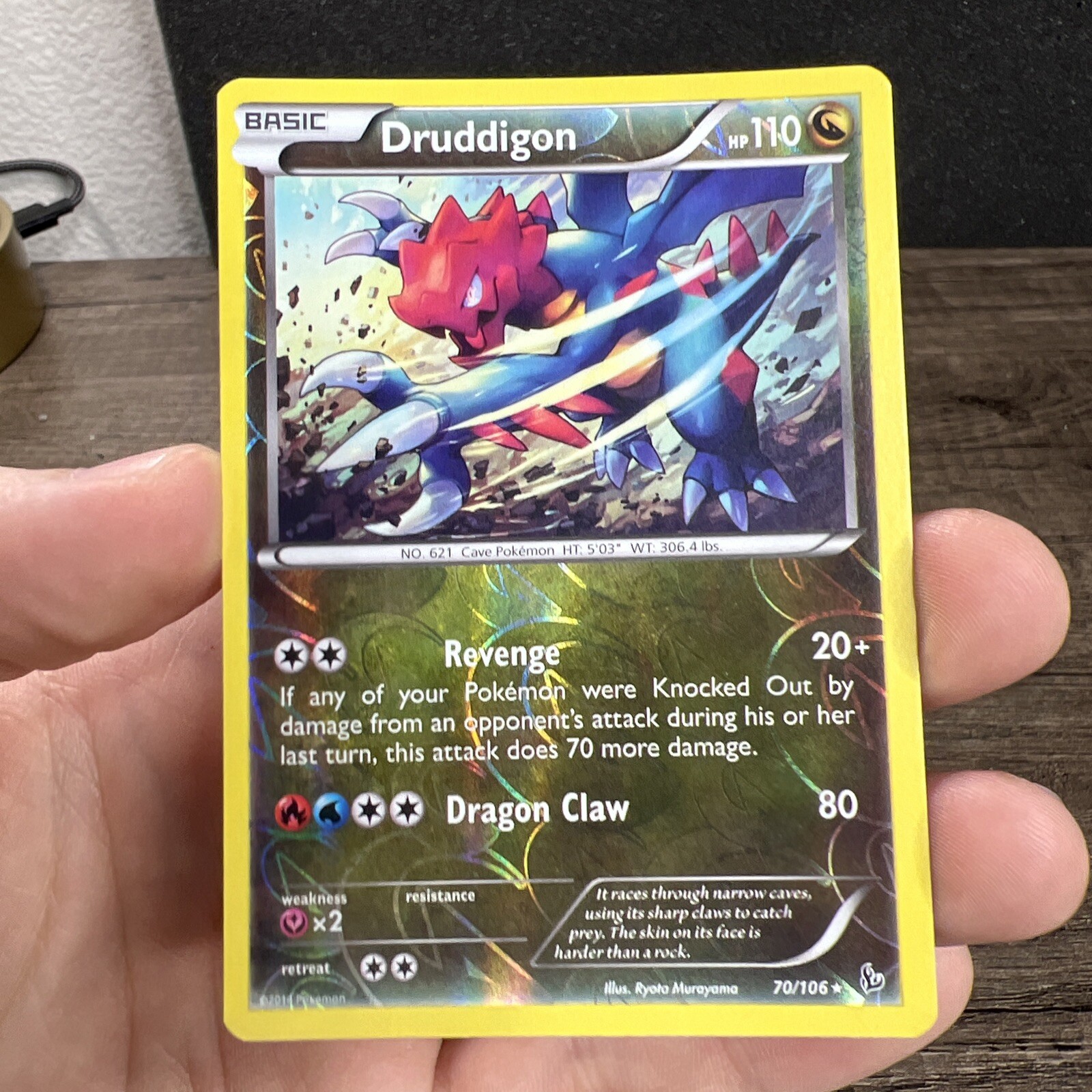 Druddigon 70/106 Flashfire Reverse Holo Pokemon Card Rare