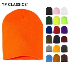 YP Classics 8 1/2" Length Short Beanie 4 Top-seams Soft and Stretchy 1500KC