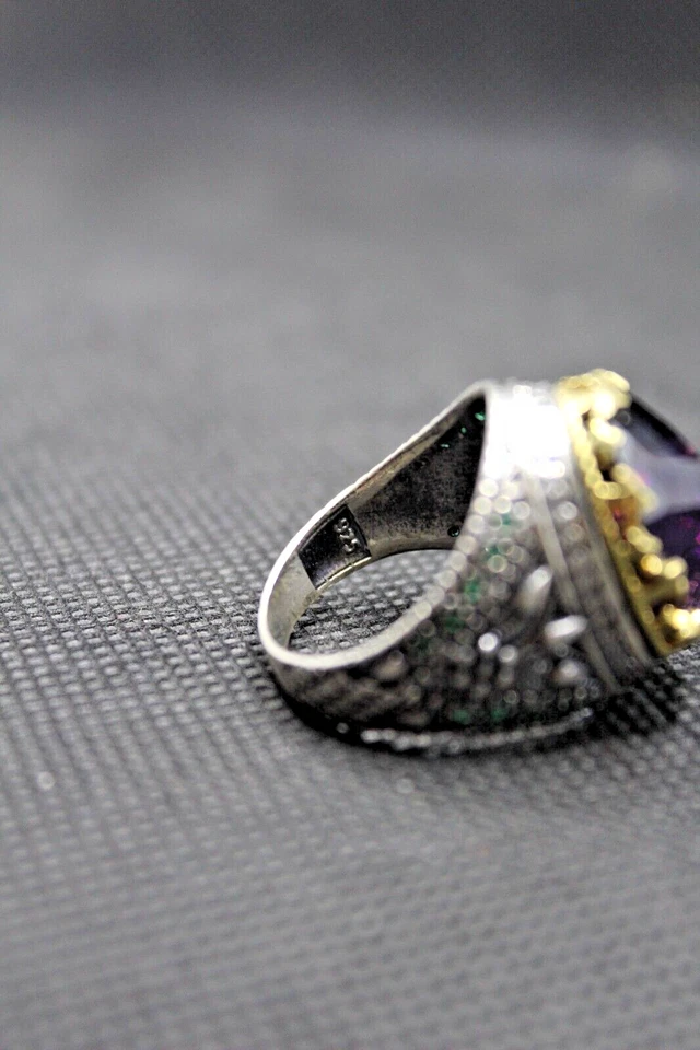 Raro anillo de plata de ley 925 para hombre con piedra de circón púrpura anillo para hombre Foto 3 de 4