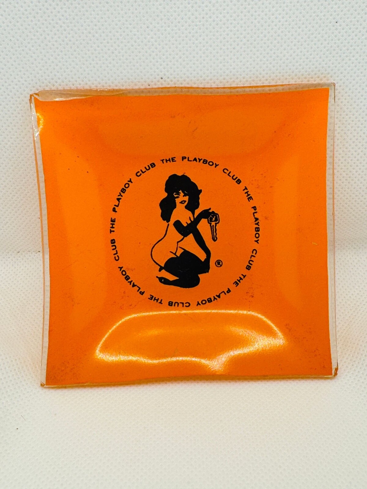 CHIPPED VINTAGE 60-70s Playboy Club Femlin Ashtray - Orange - *THE PLAYBOY CLUB*