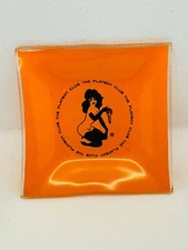 CHIPPED VINTAGE 60-70s Playboy Club Femlin Ashtray - Orange - *THE PLAYBOY CLUB*