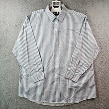 Stafford Dress Shirt Men 18 34-35 Classic Fit Button Up Long Sleeve Blue Striped